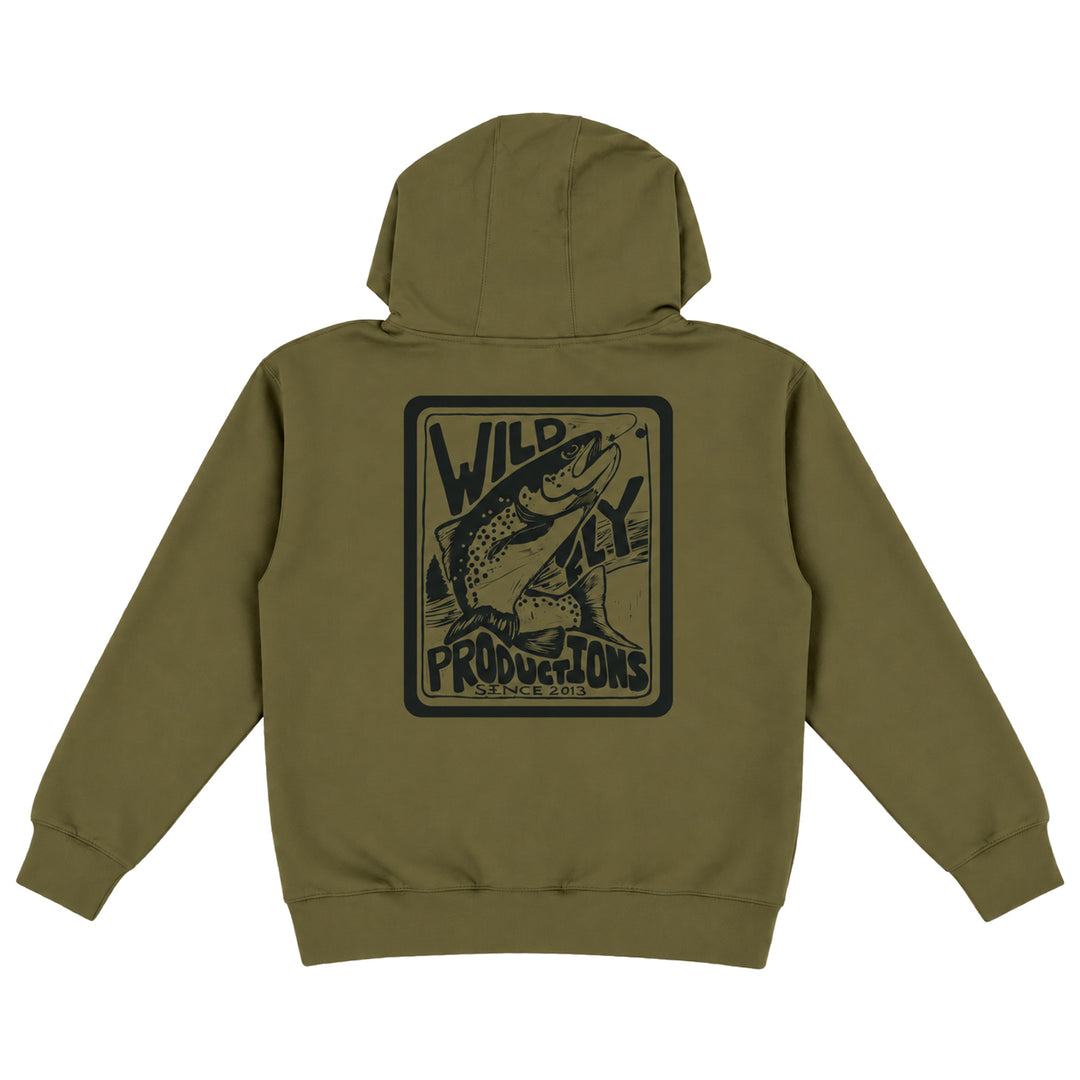 Trout Badge Hoodie - Military Green
