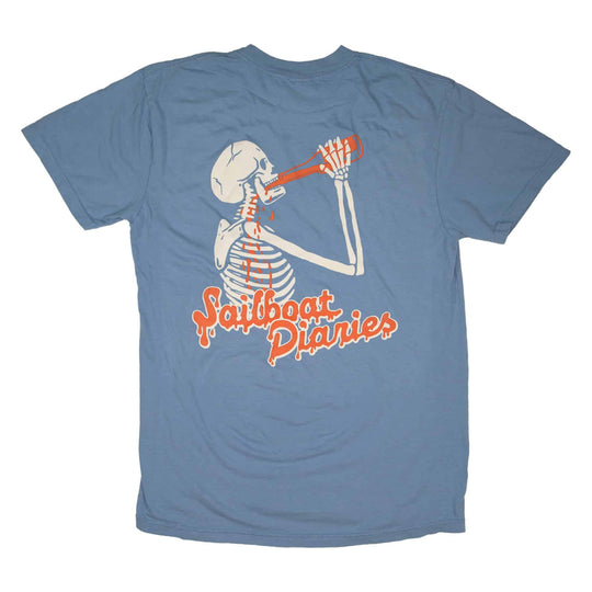 Sailboat Diaries Red Beer Skeleton Tee - Denim